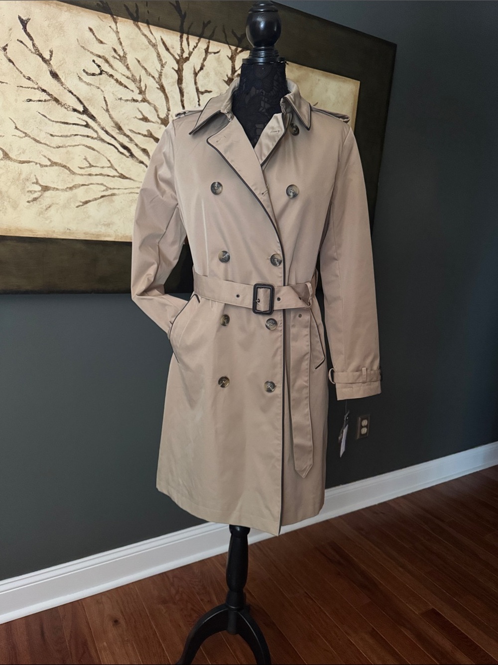 Ralph Lauren Tan Double-Breasted Trench Coat with Belt
